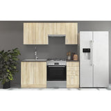 SARA Cuisine complete modulable - 5 éléments - Décor chene sonoma - L 180 cm - Plan de travail non inclus