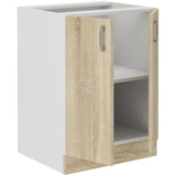 SARA Meuble bas - 2 portes - Décor chęne sonoma - L60xP48xH82 cm - Plan de travail non inclus