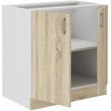 SARA Meuble bas - 2 portes - Décor chęne sonoma - L80xP48xH82 cm - Plan de travail non inclus