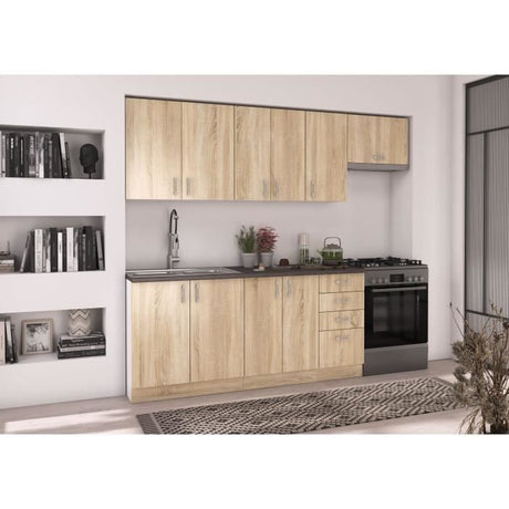 SARA Meuble haut - 2 portes - Décor chene sonoma - L80 x P31 x H71,5 cm