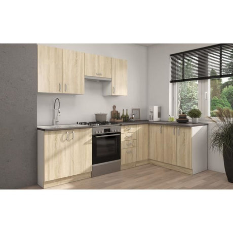 SARA Meuble haut SARA - 2 portes - Décor chene sonoma - L80 x P31 x H71,5 cm