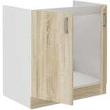 SARA Meuble bas evier - Décor chęne sonoma - 2 portes Battantes - L80xP48xH82 cm