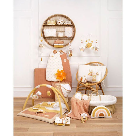 Tour de lit adaptable - SAUTHON - SUNLIGHT - 100 % Coton - Écru motif arc-en-ciel