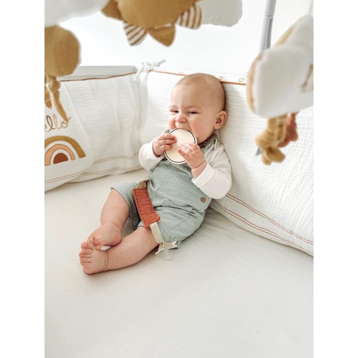 Tour de lit adaptable - SAUTHON - SUNLIGHT - 100 % Coton - Écru motif arc-en-ciel