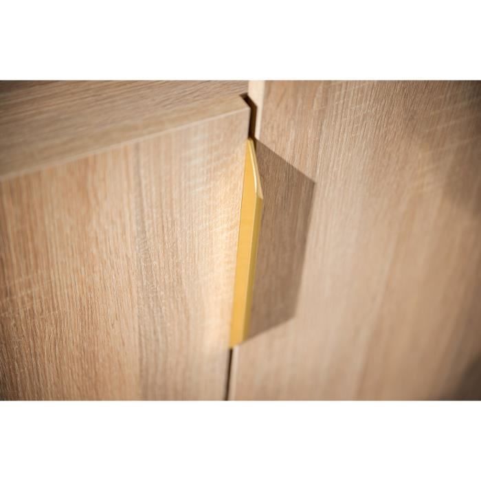 Chambre bébé trio AZUR - Lit 120x60 + Commode a langer 3 tiroirs + Armoire 2 portes chene doré - SAUTHON