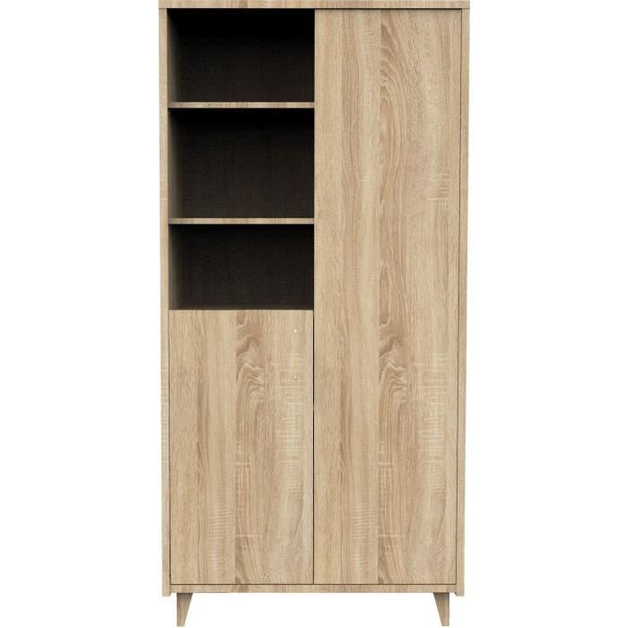 Chambre complete trio bébé - SAUTHON - Sam Chene doré - Lit bébé 120 x 60 cm, commode a langer et armoire