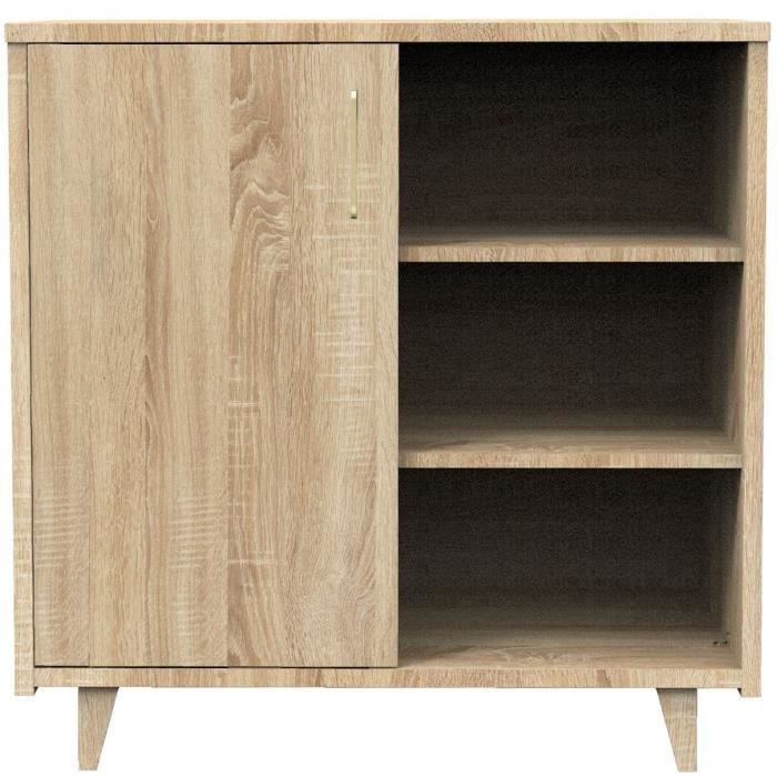 Chambre complete trio bébé - SAUTHON - Sam Chene doré - Lit bébé 120 x 60 cm, commode a langer et armoire