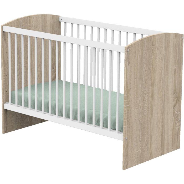 Chambre bébé duo - Lit 120 x 60 cm + Commode 3 tiroirs - Access - Bois chene doré/Blanc - SAUTHON