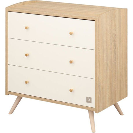 Chambre bébé duo - Lit 120 x 60 cm + Commode 3 tiroirs - Access - Bois chene doré/Blanc - SAUTHON