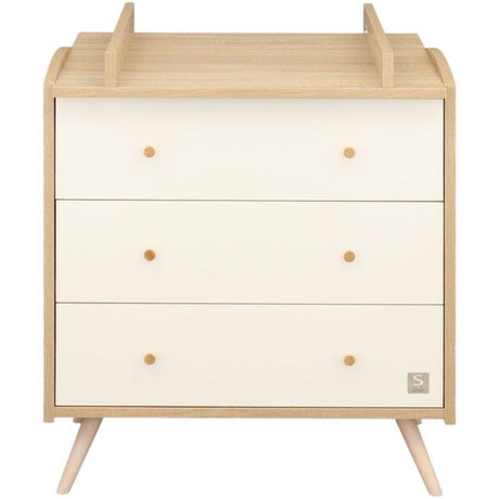 Commode a langer - SAUTHON - Access - 3 tiroirs - Surface a langer de 55,5 x 76 cm - Bois/Blanc