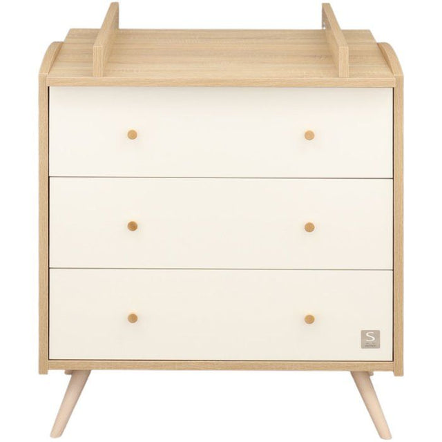 Commode a langer - SAUTHON - Access - 3 tiroirs - Surface a langer de 55,5 x 76 cm - Bois/Blanc