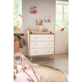 Commode a langer - SAUTHON - Access - 3 tiroirs - Surface a langer de 55,5 x 76 cm - Bois/Blanc