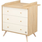 Commode a langer - SAUTHON - Access - 3 tiroirs - Surface a langer de 55,5 x 76 cm - Bois/Blanc