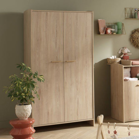 Chambre bébé trio - Lit 120 x 60 cm + Commode + Armoire 2 portes - Adele - Hetre/creme - SAUTHON