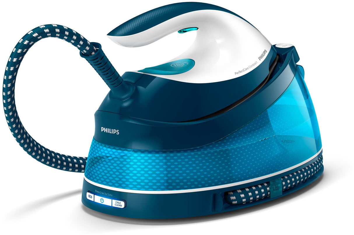 Centrale Vapeur - PHILIPS - GC7840/20 - PerfectCare Compact - 6.5 bars - 1.5L - Bleu/Blanc