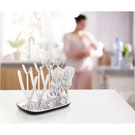 Egouttoir a biberons et tétines - PHILIPS AVENT - Bac d'égouttement amovible - Blanc/Gris