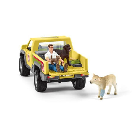 Coffret Visite du Vétérinaire a la ferme 12 Pieces - Avec Animaux de la Ferme, Véhicule et Vétérinaire - SCHLEICH - 42503 FARM WORLD