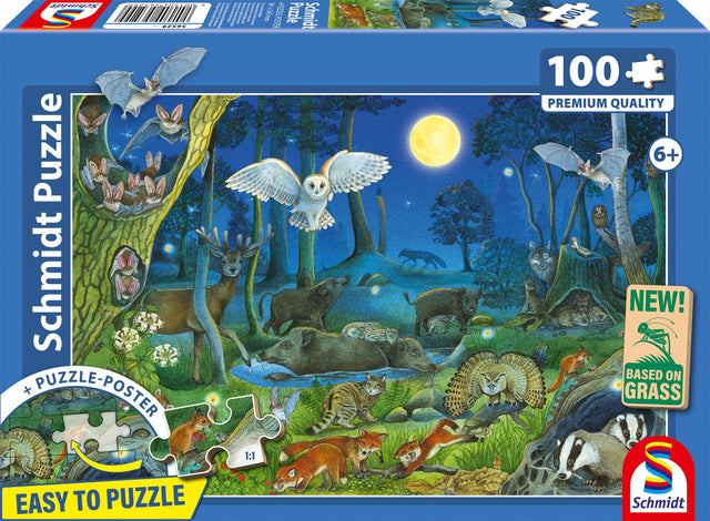 Puzzle - SCHMIDT SPIELE - Animaux dans la foret nocturne - 100 pieces - Des 6 ans