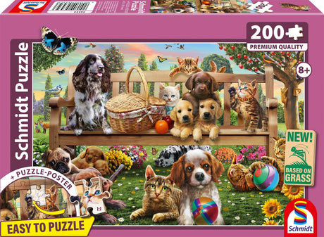 Puzzle - SCHMIDT SPIELE - Chiens et chats en pique-nique - 200 pieces - Des 8 ans