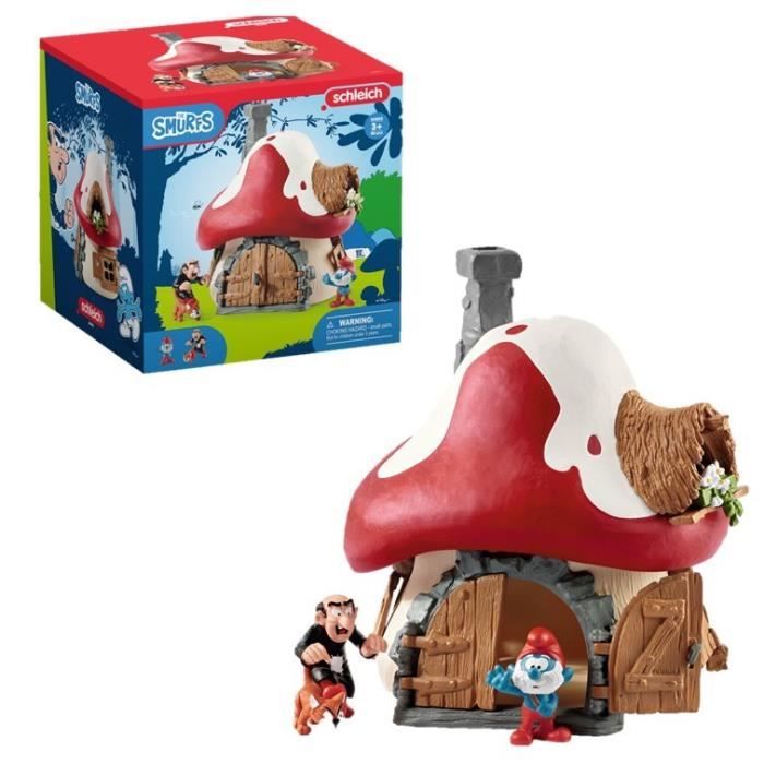 Maison des Schtroumpfs avec 2 figurines, des 3 ans, Schleich 20803 THE SMURFS - figurine, 19 x 19 x 19 cm