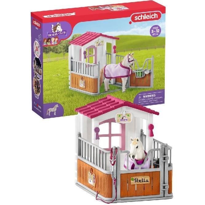 Box avec jument Lusitanienne, coffret schleich avec 12 éléments dont 1 cheval schleich inclus, coffret figurines pour enfants des 5