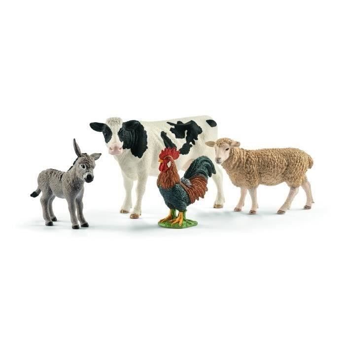 Figurines 4 animaux de la ferme, Coffret de 4 animaux, Schleich 42385 Farm World, Des 3 ans