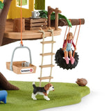 Cabane aventure dans les arbres, coffret de 60 pieces détaillées avec balançoire, 2 figurines d'enfant et figurines d'animaux,