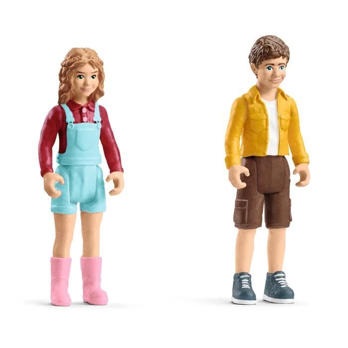 Cabane aventure dans les arbres, coffret de 60 pieces détaillées avec balançoire, 2 figurines d'enfant et figurines d'animaux,