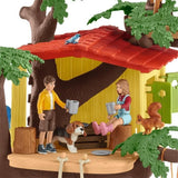 Cabane aventure dans les arbres, coffret de 60 pieces détaillées avec balançoire, 2 figurines d'enfant et figurines d'animaux,