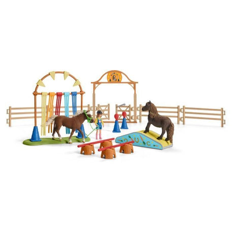 Coffret d'entraînement agilité équestre avec Cheval, Ensemble de 41 Pieces, Schleich 42481 Farm World, des 3 ans