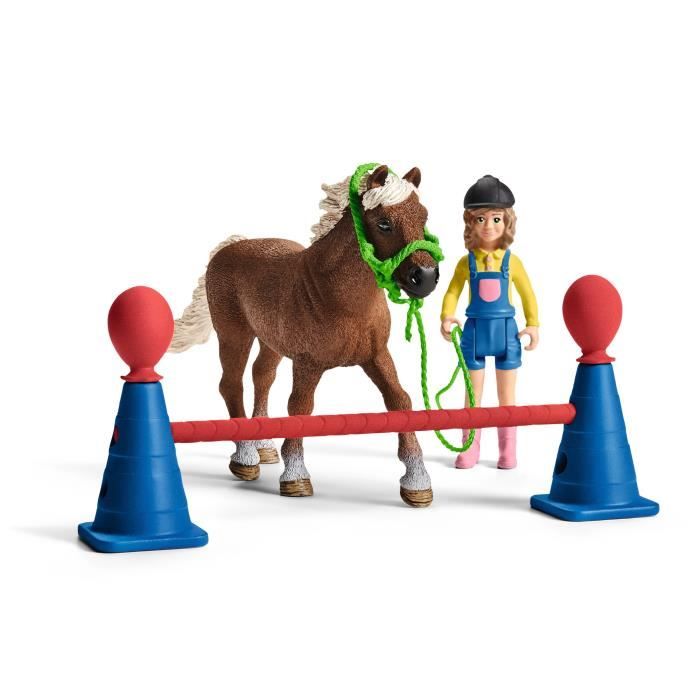 Coffret d'Entraînement Agilité Équestre avec Cheval Schleich, Dresseur et Accessoires - Ensemble Équestre de 41 Pieces - Cadeau