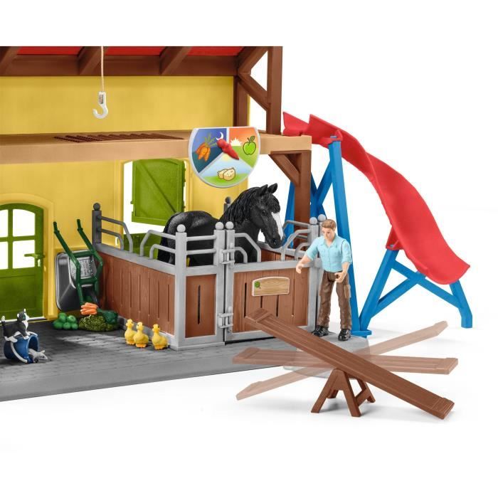Écurie avec boxes et animaux, coffret de 82 pieces avec chevaux, Schleich 42485 Farm World, Des 4 ans