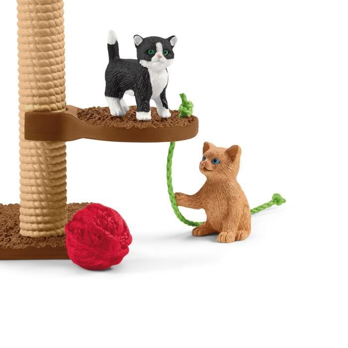 Coffret Aire de jeu pour chats adorables, figurines d'animaux avec chats, pour enfants des 3 ans, Schleich 42501 Farm World