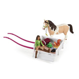 Aventures au camping de Sarah, coffret schleich avec 23 éléments inclus dont 1 cheval schleich et 1 personnage, coffret figurines