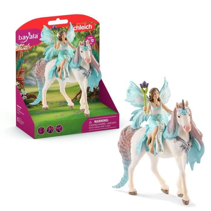 Figurine Fée Eyela avec licorne de princesse, Coffret princesse volante avec figurine licorne et baguette magique, Schleich 70569 Ba