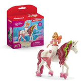 Figurine schleich Sirene Feya sur licorne de mer- Set de 3 Pieces  - Figurines Poupée Princesse Scintillante et Licorne avec
