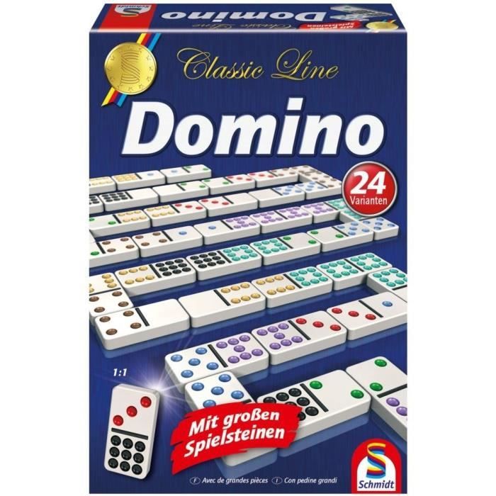 Jeu de Domino - SCHMIDT SPIELE - Classic line - 55 dominos grand format - 24 variantes de regles