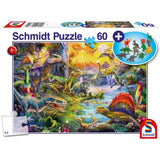 Puzzle Dinosaures - avec add on (figurines de dinosaures) - 60 pcs - SCHMIDT SPIELE