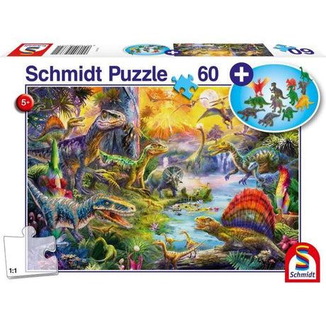 Puzzle Dinosaures - avec add on (figurines de dinosaures) - 60 pcs - SCHMIDT SPIELE