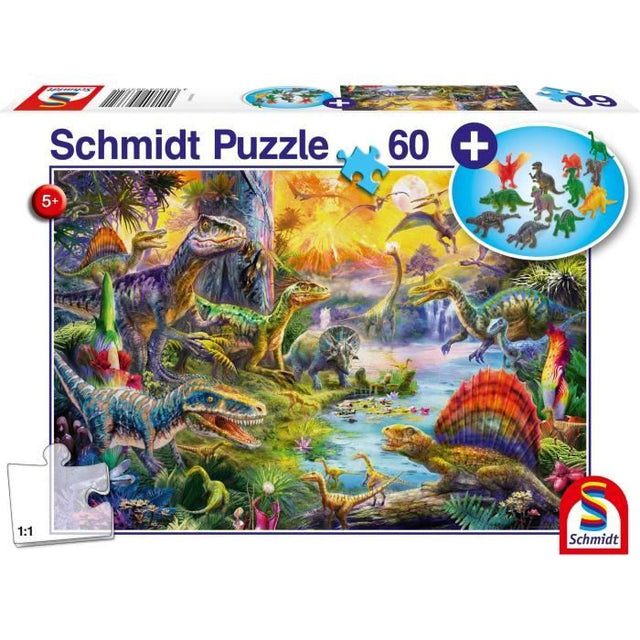 Puzzle Dinosaures - avec add on (figurines de dinosaures) - 60 pcs - SCHMIDT SPIELE