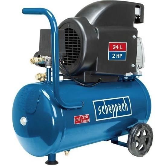 Compresseur d'air horizontal Scheppach HC26 - 24L - 1500 W - 8 bars (Livré avec 280 ml d’huile) sans accessoires