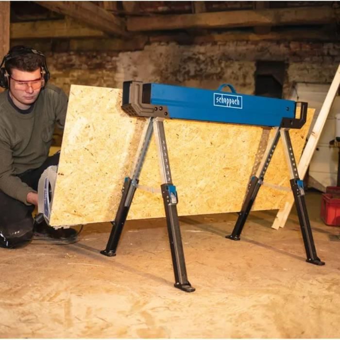 Lot de 2 TrÈteaux de chantier en acier SCHEPPACH MWB600 - 820mm - 600kg par trÈteau