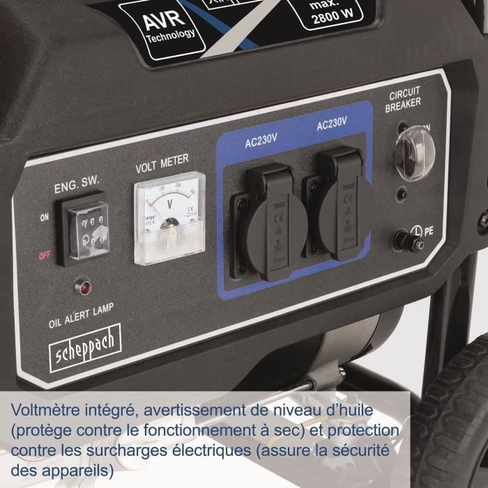 Groupe électrogene SCHEPPACH SG3200x - Puissance max 2800W - Essence - Bleu