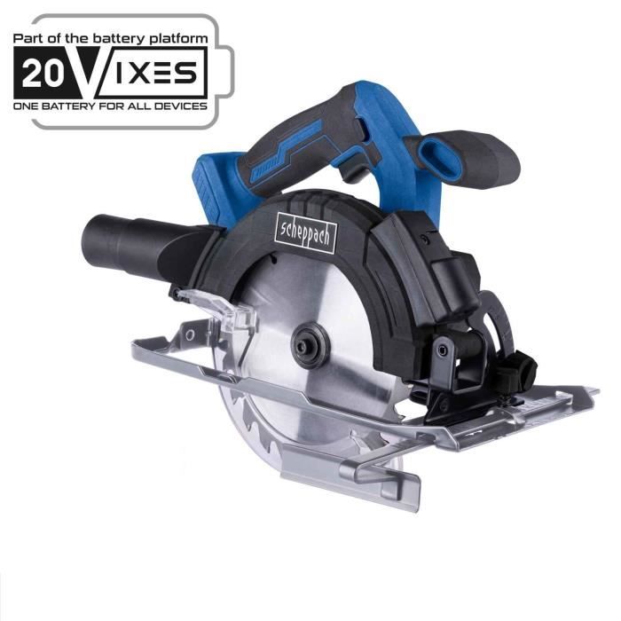 Scie circulaire sans fil C-HCS165-X - lame 165mm coupe max 53mm a 90° - SCHEPPACH 20V IXES - sans batterie ni chargeur