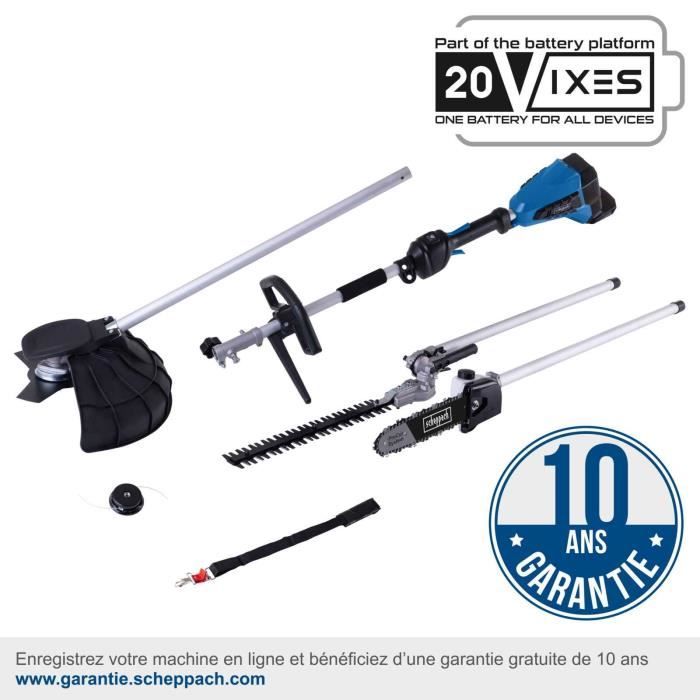 Débroussailleuse +taille-haies +coupe-bordures+élagueuse sans fil BC-MFH400-X -  - SCHEPPACH 20V IXES - sans batterie ni chargeur