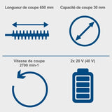 Taille-haies sans fil BC-HT720-X - longueur de coupe de 65cm - SCHEPPACH 20V IXES - sans batterie ni chargeur