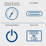 gonfleur electrique compresseur a air portatif sans fil 10,3 bars 150 psi convient pour velo voiture moto sport -AC10/8V - SCHEPPACH