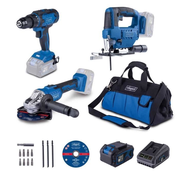 SCHEPPACH Pack 3 outils + batterie 4AH + chargeur + accessoires + sac - C-JAD Set L