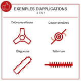 Débroussailleuse thermique 4 en 1 SCHEPPACH OMF52-4P (débrousailleuse, élagueuse, taille-haies, coupe-bordures)