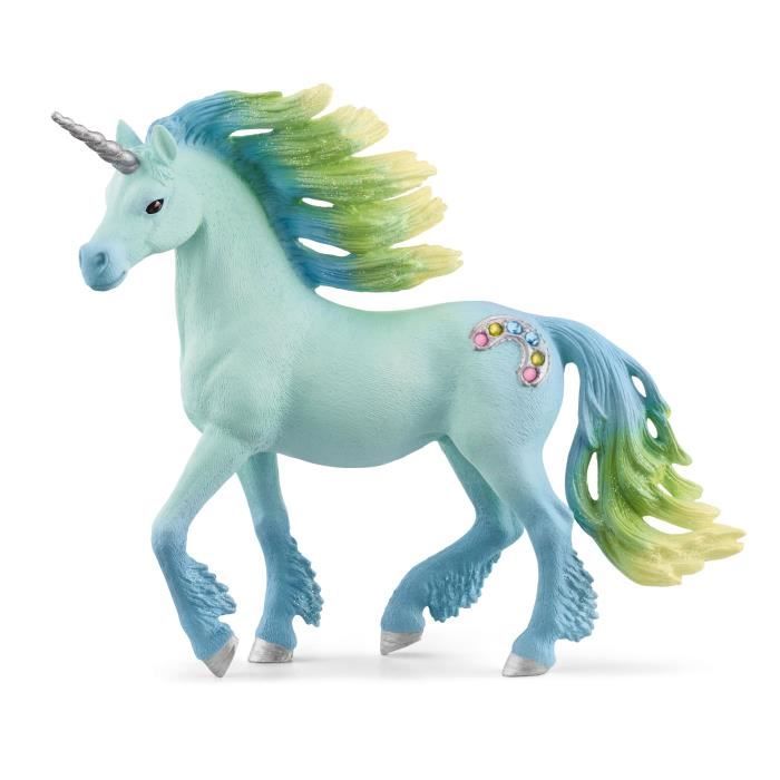 Figurine - SCHLEICH - Licorne Barbe a papa, étalon - Doux pelage - Univers bayala